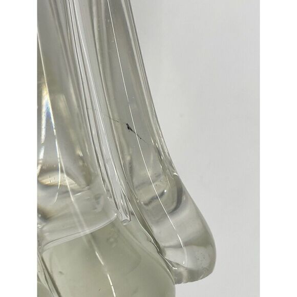 Vintage Clear Glass Swung Stretch Twist Vase Ruffle Top 11.5” Mid Century MCM - Picture 6 of 6